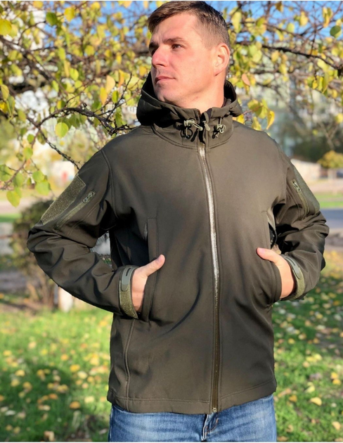Куртка тактическая Soft Shell водонепроницаемая олива 48 - изображение 1