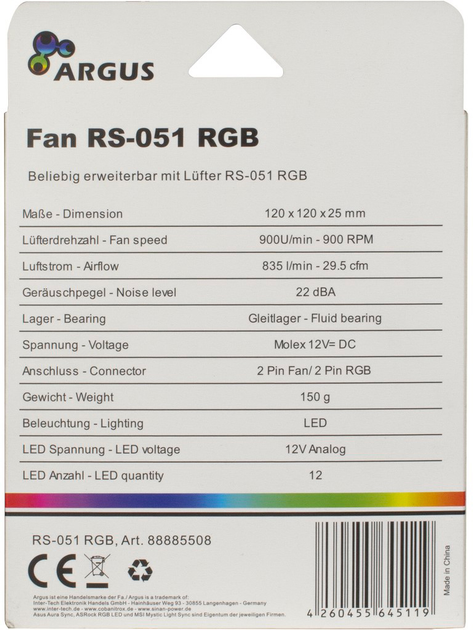 Кулер Argus RS-051 RGB (88885508) - изображение 4