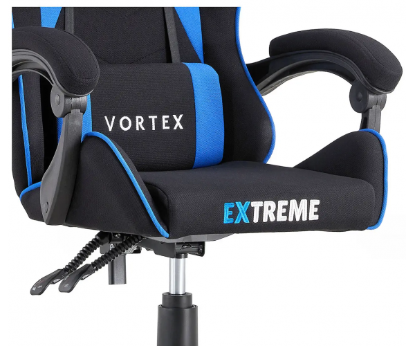 Ігрове крісло обшите тканиною для геймерів та роботи EXTREME VR чорний з синім комп‘ютерне крісло - изображение 4