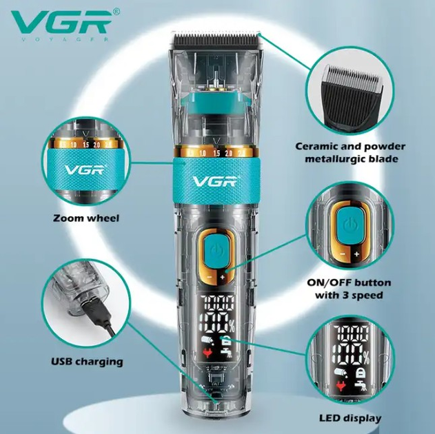 Машинка для стрижки волос VGR V-695 с насадками - изображение 4
