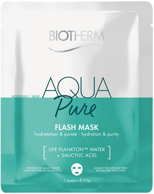 Тканинна маска для обличчя Biotherm Aqua Pure Flash Очищувальна 31 г (3614273010115) - зображення 1