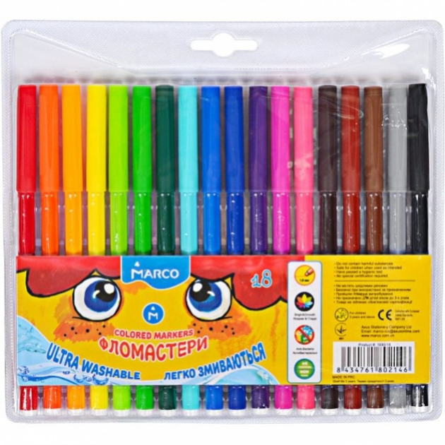 Набор фломастеров Marco Super Washable 1690-18 18 цветов – фото, отзывы ...