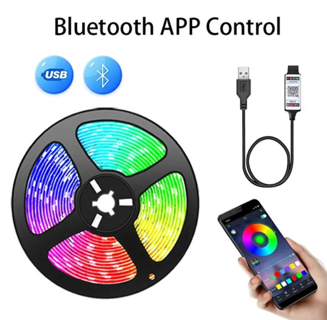 Светодиодная LED лента RGB 2835 с Bluetooth приложением. Комплект 5 ...