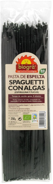 Макарони Biogra Spaghetti Спельта з морськими водоростями 250 г (8426904170298) - зображення 1