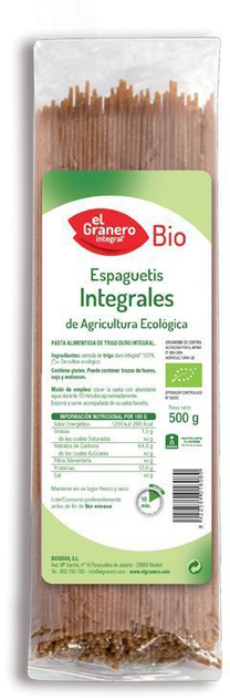 Makarony El Granero Spaghetti Bio 500 g (8422584018080) - obraz 1