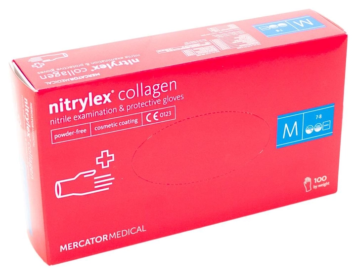 Рукавички нітрілові з колагеном NITRYLEX рожеві M 100 шт - зображення 1