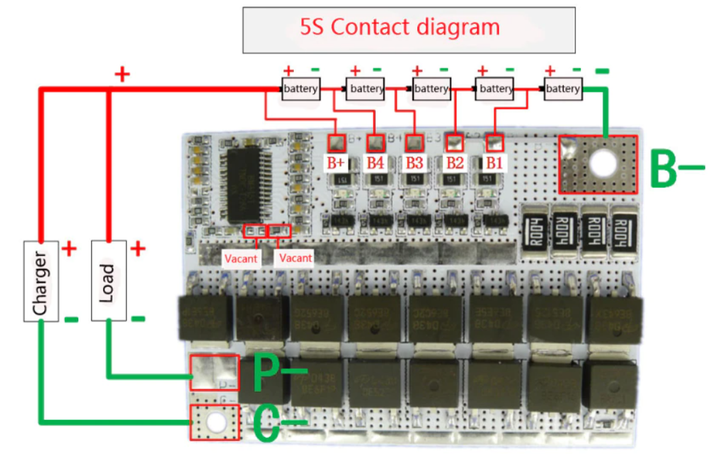 Контролер BMS 5S LMO плата захисту заряду/розряду Li-Ion 18650 100A 21V універсальний (0239) - зображення 5