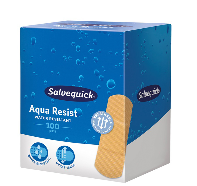 Пластырь Salvequick Aqua Resist водонепроницаемый размер S 100 шт (7310616910024) - изображение 1
