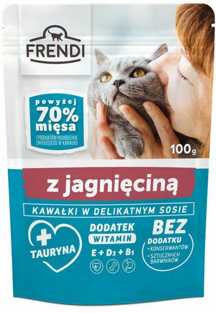 Mokra karma dla kotów Frendi Kawalki w sosie z jagniecina 100 g (5904316130817) - obraz 1