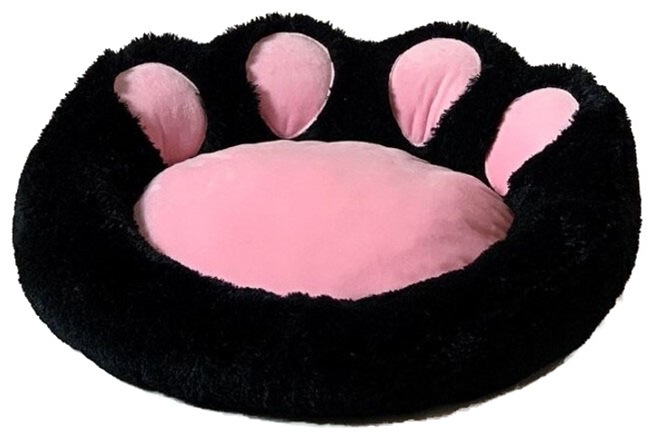 Лежак для тварин GoGift Лапа XXL 85 x 85 см Чорний з рожевим (5905359297468) - зображення 1