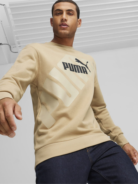 Акція на Світшот чоловічий Puma Power 67896183 S Бежевий з принтом від Rozetka