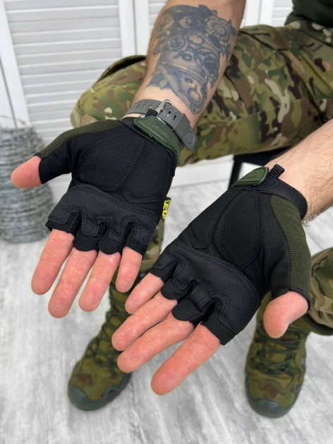 Рукавички тактичні mechanix logo Олива M - изображение 2