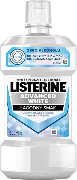 Ополіскувач для ротової порожнини Listerine Advanced White Mild Taste 500 мл (3574661491851) - зображення 1