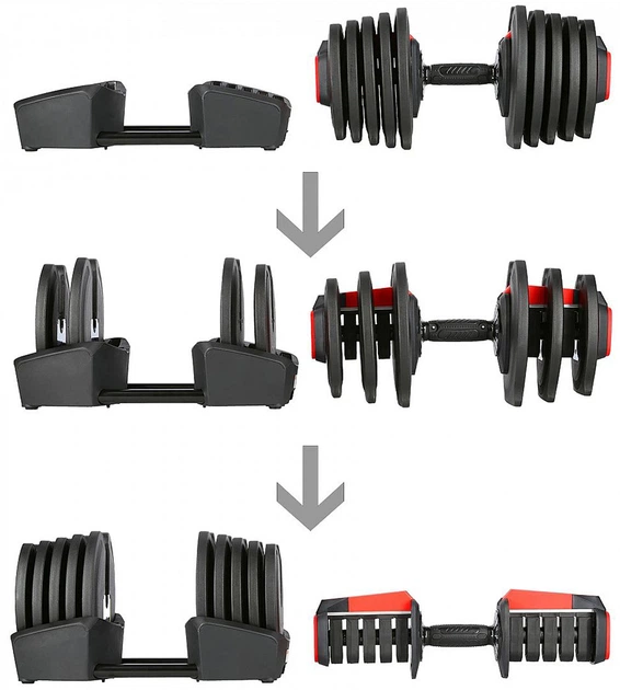 Zestaw regulowanych sztangielek HMS PRO SET SGR40 2 w 1 43.5 kg (5907695553581) - obraz 8