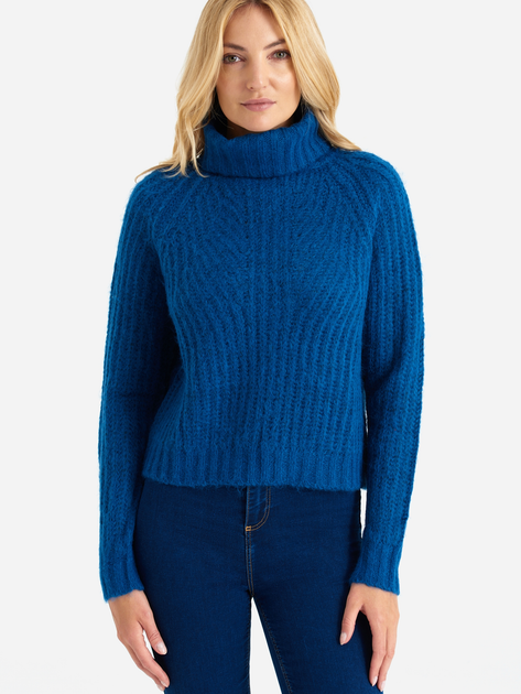 Sweter z golfem damski ciepły Greenpoint SWE6020034W2235M00 L Niebieski (5903245346757) - obraz 1