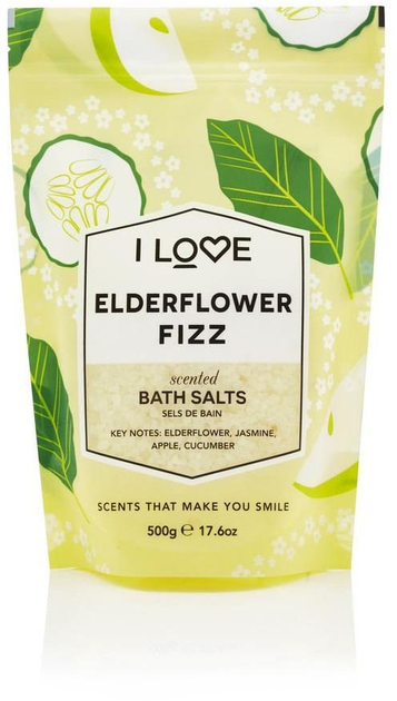 Sól do kąpieli I Love Scented Bath Salts kojąco-relaksująca Elderflower Fizz 500 g (5060351545389) - obraz 1