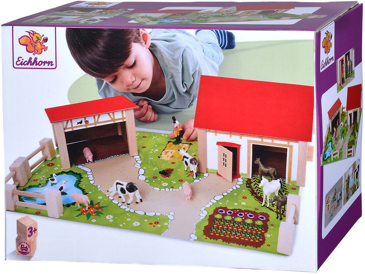 Zestaw do zabawy Eichhorn Wooden Farm with Accessories (4003046007251) - obraz 1