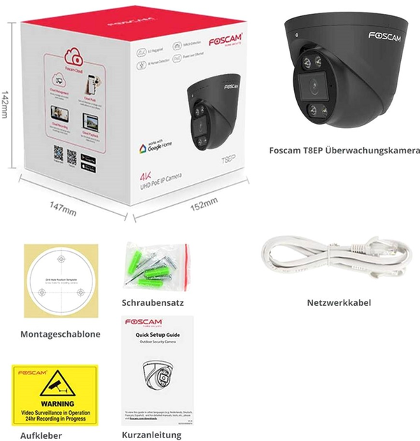 Kamera IP Foscam T8EP Czarna (6954836062593) - obraz 7