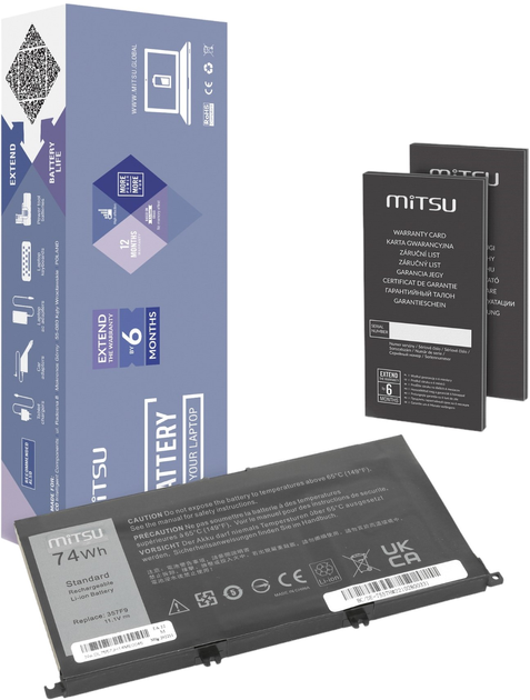 Акумулятор Mitsu для ноутбуків Dell Inspiron 15 7557/15 7559 10.8V-11.1V 6600 mAh (5903050377779) - зображення 1