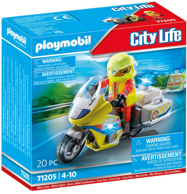Ігровий набір Playmobil City Life 71205 Rescue Motorcycle with lights (4008789712059) - зображення 1