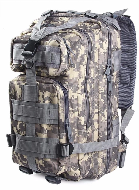 Тактический штурмовой военный рюкзак Armour Tactical М25 Oxford 600D (с системой MOLLE) 20-25 литров Серый пиксель - изображение 1