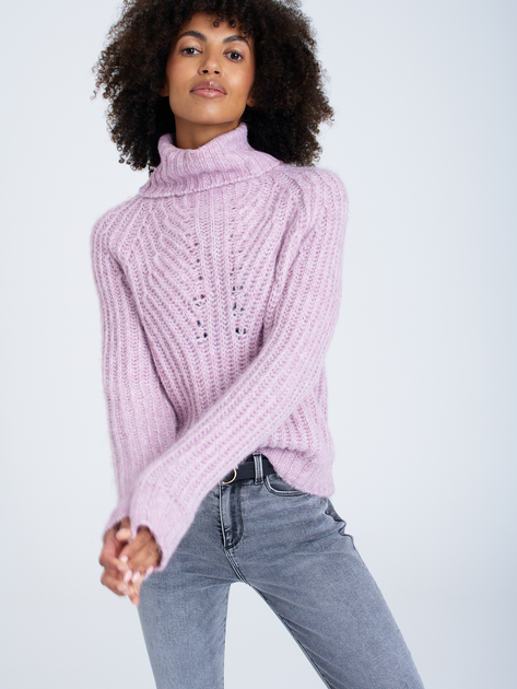 Sweter z golfem damski ciepły Greenpoint SWE6020034W2204M00 M Blady róż (5903245346733) - obraz 4