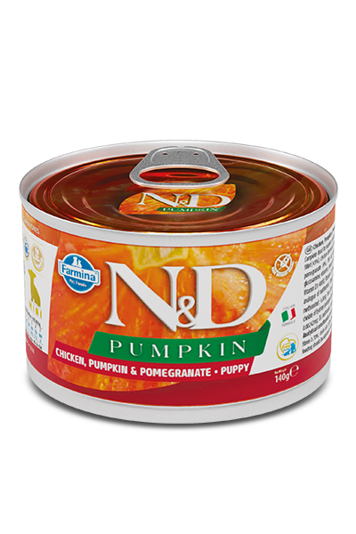 Влажный корм для собак Farmina N&D Grain Free PUMPKIN CHICKEN PUPPY MINI беззерновой с тыквой, курицей, гранатом, 140 г - Фото 1 Влажный корм для собак Farmina N&D Grain Free PUMPKIN CHICKEN PUPPY MINI беззерновой с тыквой, курицей, гранатом, 140 г - изображение 1
