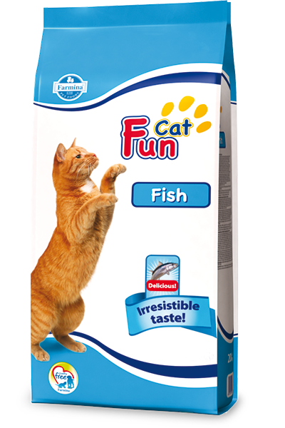 Сухий корм для кішок FUN CAT FISH 20 KG Повноцінний і збалансований для дорослих кішок з рибою, 20 кг - Фото 1 Сухий корм для кішок FUN CAT FISH 20 KG Повноцінний і збалансований для дорослих кішок з рибою, 20 кг - зображення 1