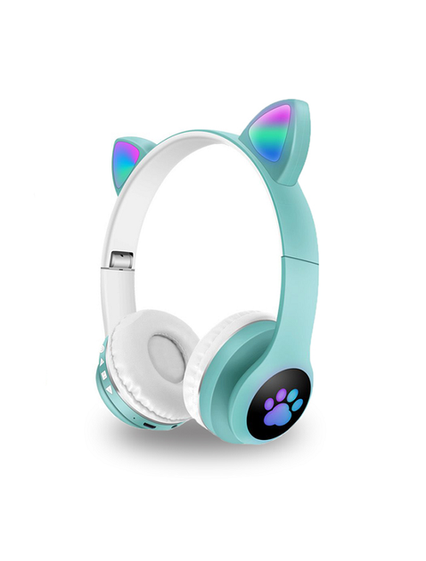 Наушники беспроводные Cat Ear VZV-23M Bluetooth с RGB подсветкой и кошачьими ушками Бирюзовые - Фото 1 Наушники беспроводные Cat Ear VZV-23M Bluetooth с RGB подсветкой и кошачьими ушками Бирюзовые - изображение 1