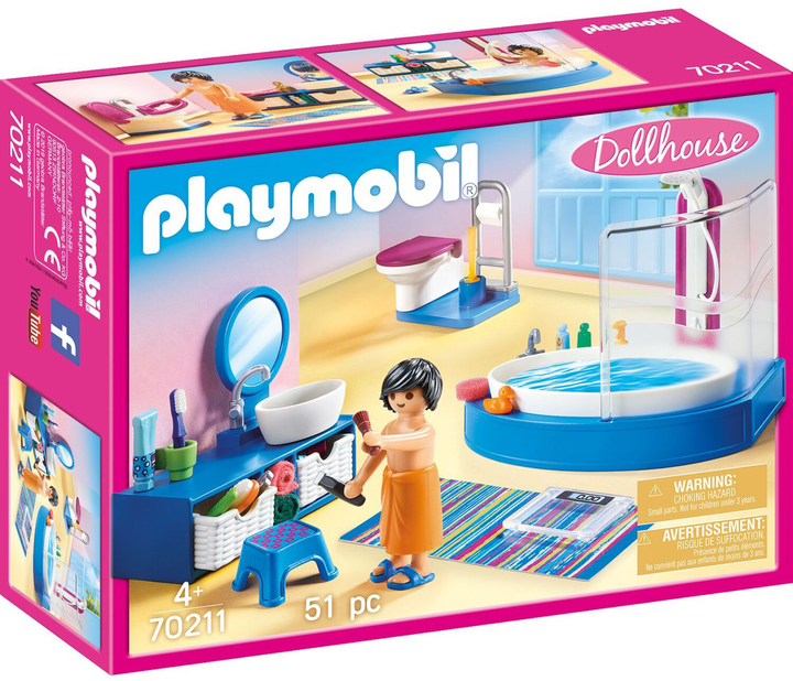 Ігровий набір з фігуркою Playmobil Dollhouse Ванна з душовою кабіною (4008789702111) - зображення 1