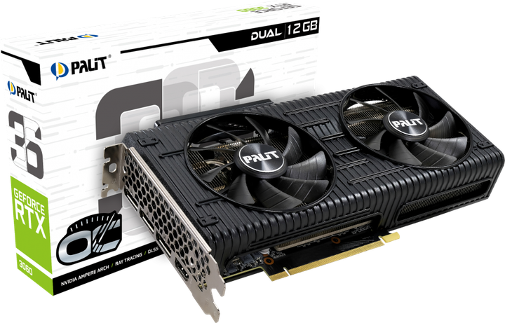 Видеокарта Palit GeForce RTX 3060 12GB Dual OC (NE63060T19K9-190AD