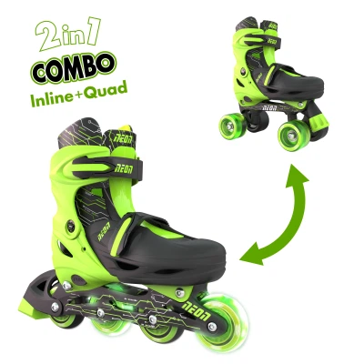 Роликовые коньки Neon Сombo Quad / Inline Зеленый 34р-37р (NT10G4) - изображение 3