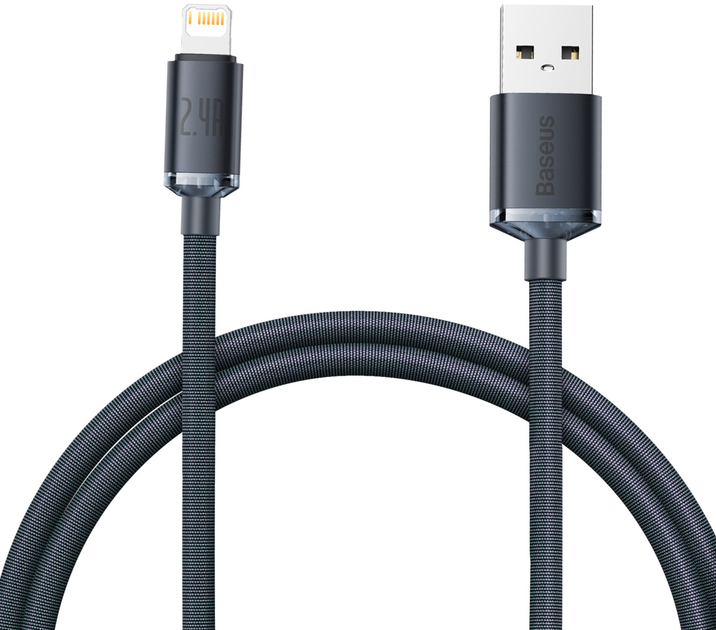 Kabel Baseus Crystal Shine Series Fast Charging Data Cable USB to IP 2.4 A 1.2 m Czarny (CAJY000001) - obraz 1