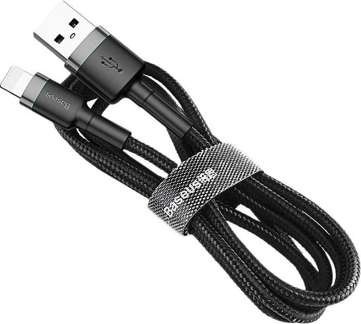 Кабель Baseus Cafule Cable USB for Lightning 1.5A 2.0 м Grey/Black (CALKLF-HG1) - зображення 1