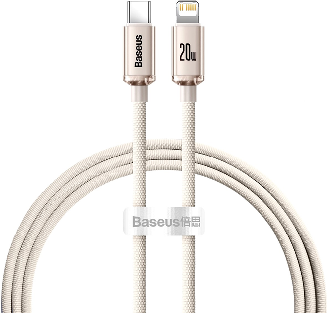 Kabel Baseus Crystal Shine Series Fast Charging Data Cable Type-C to IP 20W 1.2 m Różowy (CAJY001304) - obraz 1