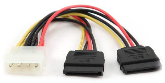 Kabel Cablexpert Molex - 2 SATA 0.3 (CC-SATA-PSY-0.3M) - obraz 1
