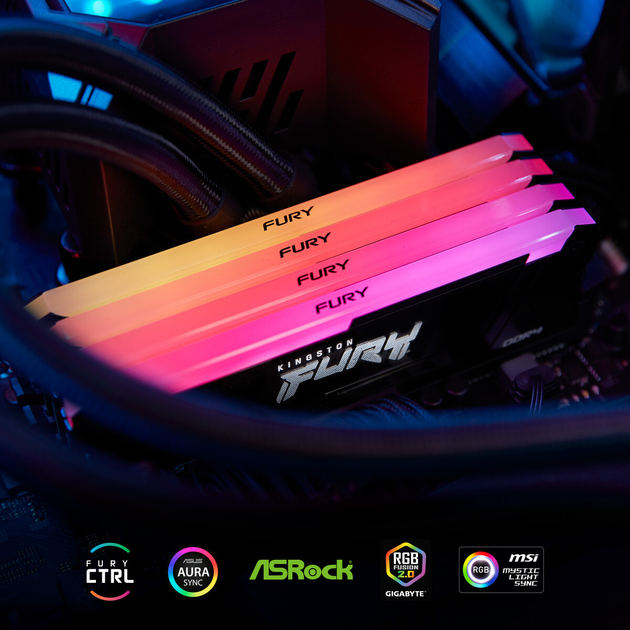 Оперативна пам'ять Kingston Fury DDR4-3200 131072MB PC4-25600 (Kit of 4x32768) Beast RGB 2Rx8 Black (KF432C16BB2AK4/128) - зображення 7