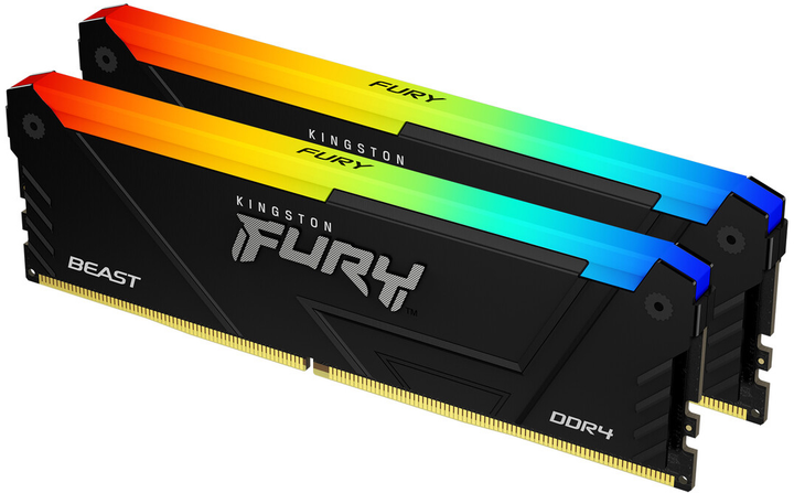 Pamięć RAM Kingston Fury DDR4-3600 65536MB PC4-28800 (Kit of 2x32768) Beast RGB 2Rx8 Black (KF436C18BB2AK2/64) - obraz 1