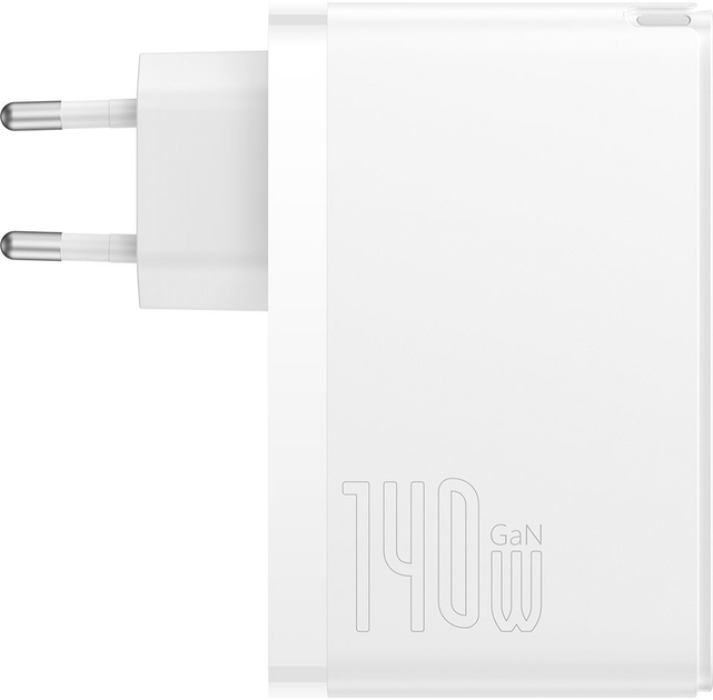 Мережевий зарядний пристрій Baseus GaN5 Pro 140W (2 x Type-C + USB) + Кабель Type-C + Type-C) White (CCGP100202) - зображення 2