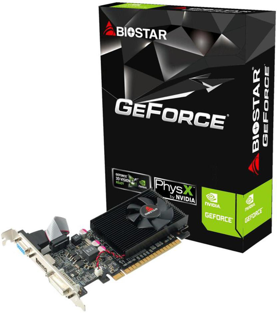 Karta graficzna Biostar PCI-Ex GeForce G210 1GB DDR3 (64bit) (589/1333) (DVI, VGA, HDMI) (G210-1GB_D3_LP) - obraz 1