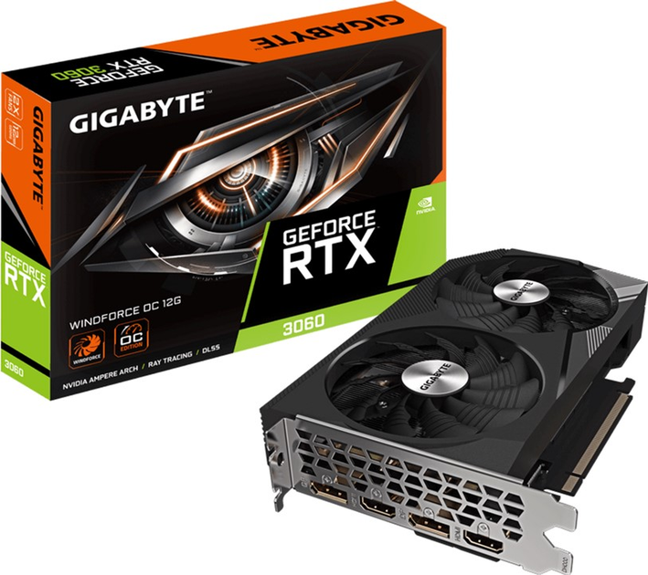 Відеокарта Gigabyte PCI-Ex GeForce RTX 3060 Windforce OC 12G (rev. 2.0) 12GB GDDR6 (192bit) (1792/15000) (2 х HDMI, 2 х DisplayPort) (GV-N3060WF2OC-12GD) - зображення 7