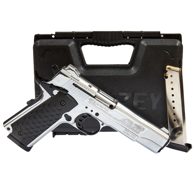 Сигнальный стартовый пистолет Kuzey 911 Chrome Engraved с дополнительным магазином - изображение 2