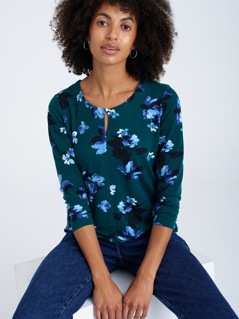 Bluzka damska w kwiaty Greenpoint TOP718W22FLW04 36 Niebieska (5903245334815) - obraz 4