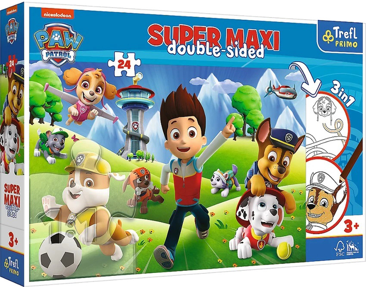 Пазл для розфарбовування Trefl Super Maxi Adventures Paw Patrol 60 x 40 см 24 деталі (5900511410013) - зображення 1