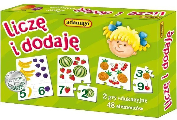 Puzzle Adamigo Liczę i Dodaję 16 x 48 elementów (5902410006748) - obraz 1