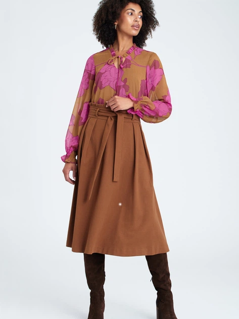 Spódnica rozkloszowana damska midi Greenpoint SPC311W2282X00 38 Złota (5903245355780) - obraz 3