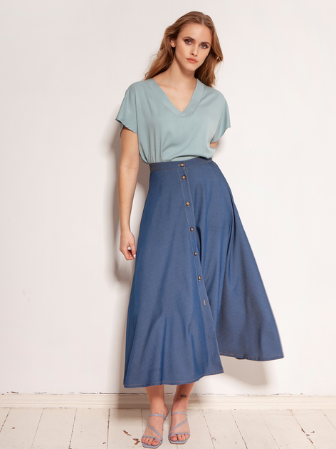 Spódnica trapezowa damska elegancka Lanti Sp131 ​​​​42 Niebieska (5904252707449) - obraz 3