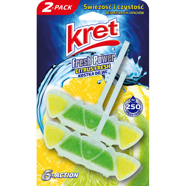 Zawieszka do WC Kret Fresh Power Citrus Fresh 2 x 40 g (5900931029215) - obraz 1