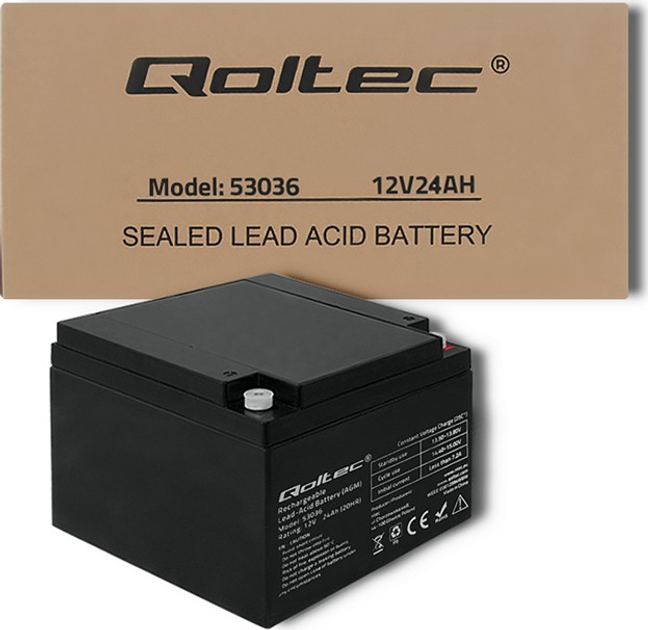 Akumulator Qoltec AGM 12V 24Ah max 360A (5901878530369) - obraz 5