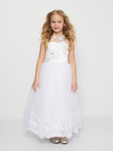 Акция на Дитяча святкова фатинова сукня для дівчинки LIS KRAЇNA 45013 122-134 см Біла от Rozetka